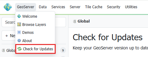 GeoServer 3 menu